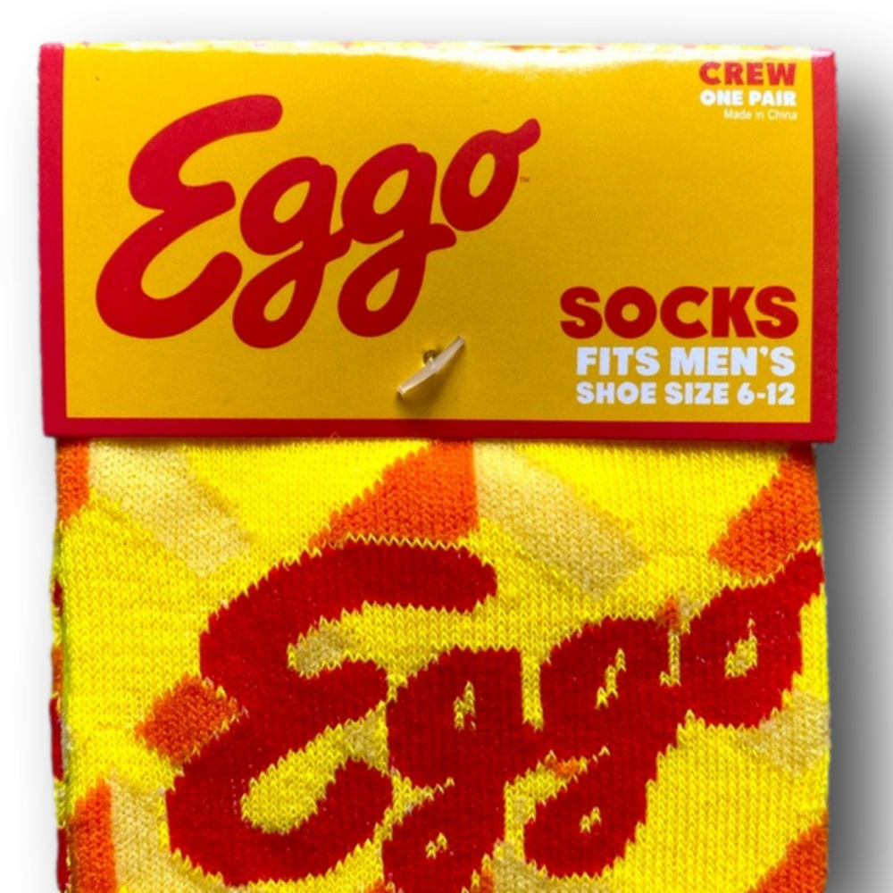 3/$20 Eggo Waffles Funny Novelty Crew Socks - NWT - Picture 2 of 3
